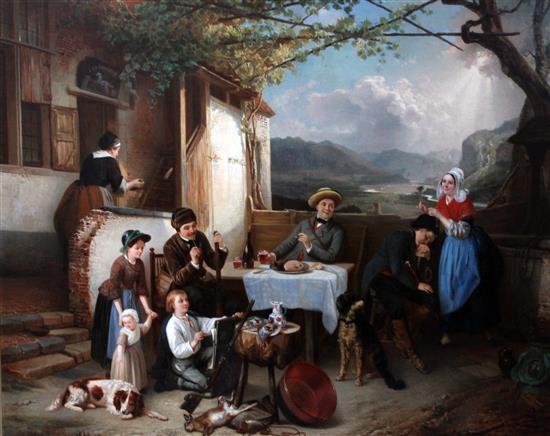 Adrien Joseph Verhoeven-Ball (Belgian 1824-1882) Le Rubins du Village, 35 x 44in.